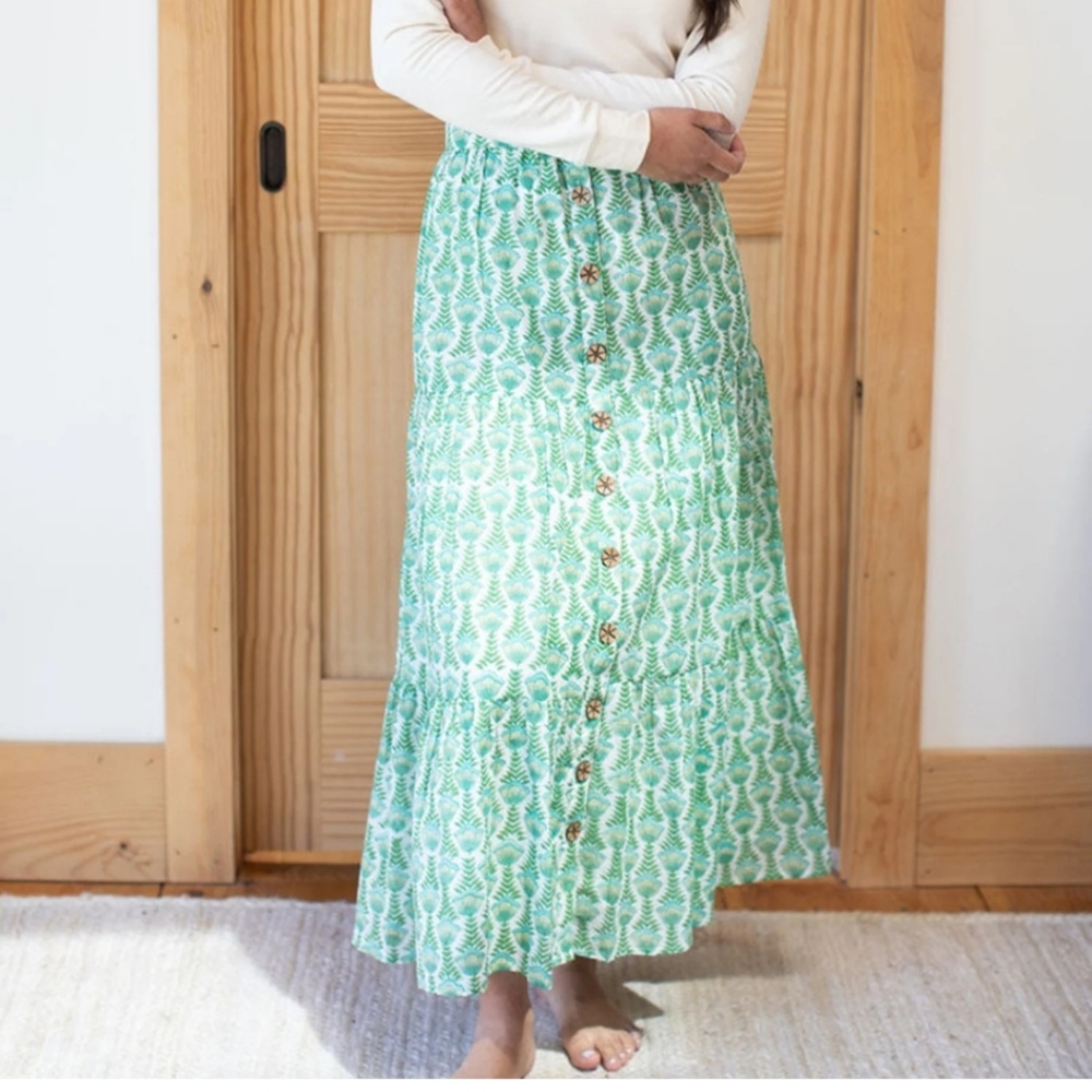 Emerson Fry Green Printed Maxi Skirt